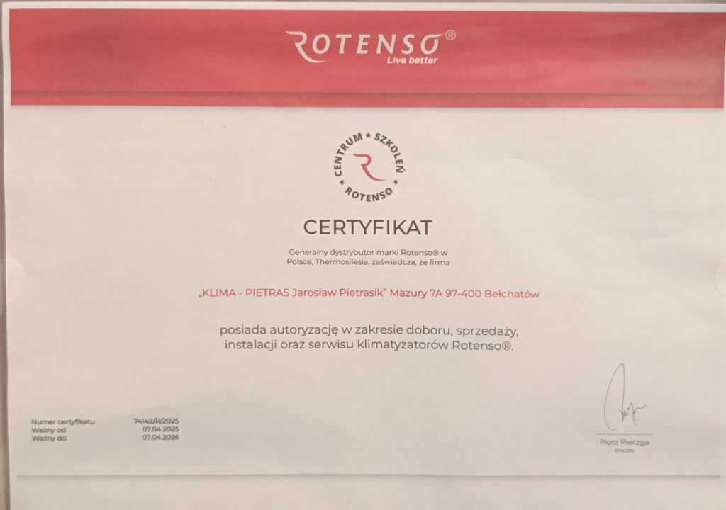 Certyfikat Rotenso